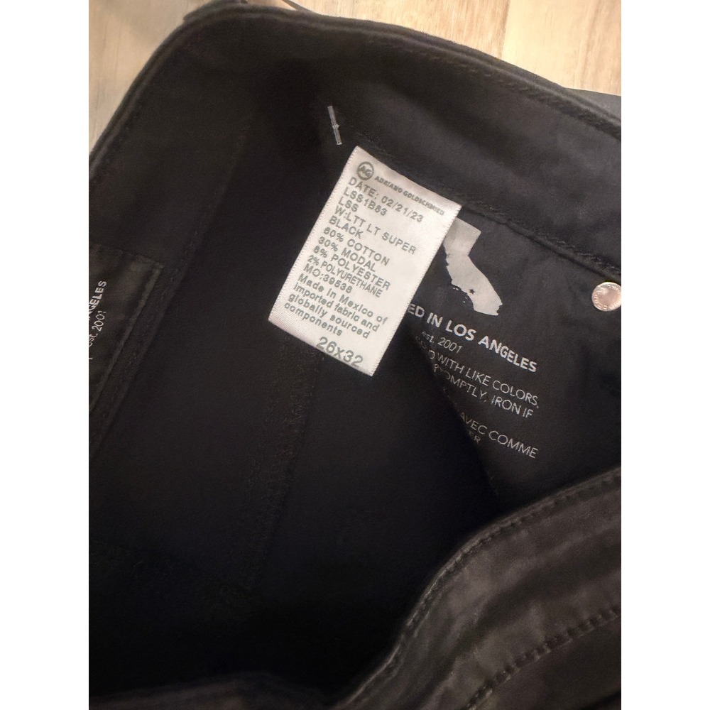 AG Adriano Goldschmied Farrah Boot High Rise Coated Black Jeans 26x32 - Picture 3 of 4